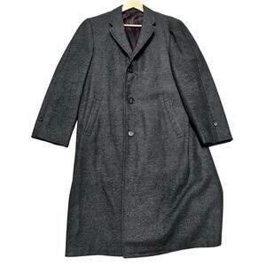 Richman Brothers Tweed Men's Coat 38 Gray Retro Trench Long Dress Vintage 80s